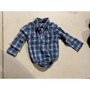 Wrangler bodysuit  24 Month Boy Button Down Blue Plaid